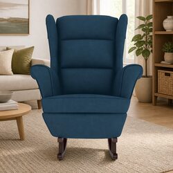 Your New Favorite Blue Velvet Wingback Rocking Chair