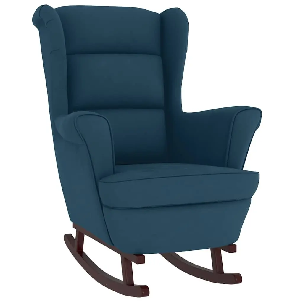 Blue Velvet Wingback Rocking Chair