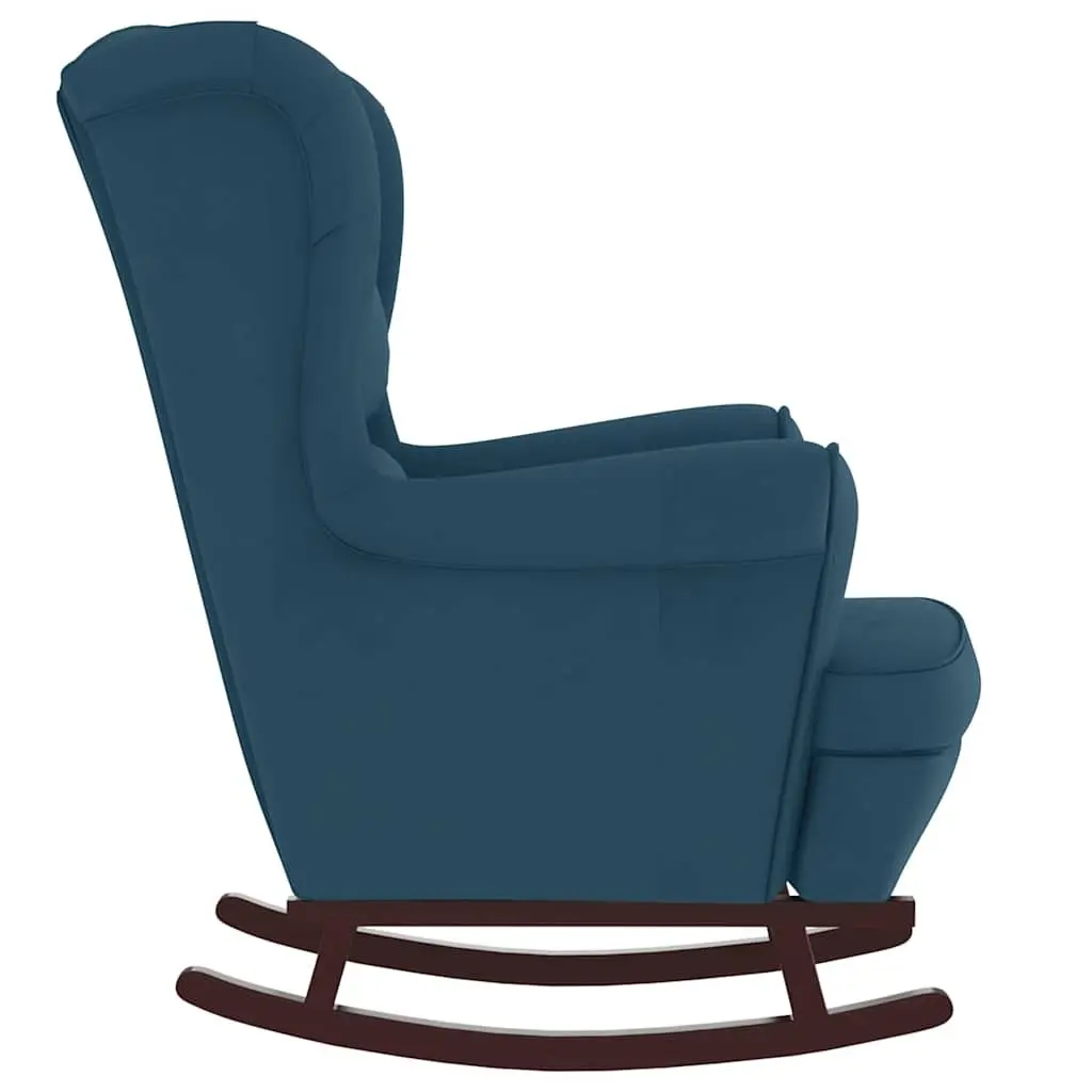 Blue Velvet Wingback Rocking Chair