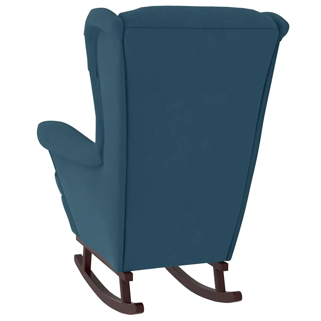 Blue Velvet Wingback Rocking Chair