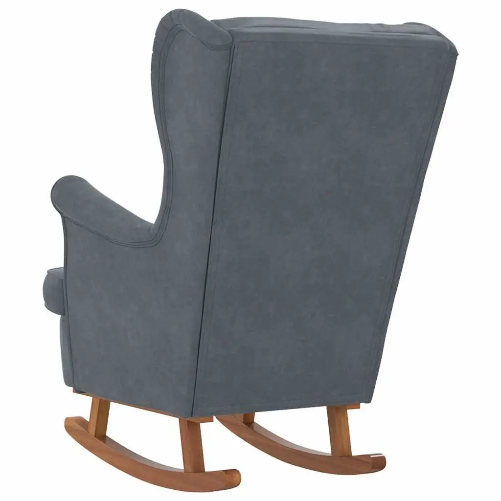 Rocking Chair Wingback Grey Velvet Padded Armchair Living Room Furniture