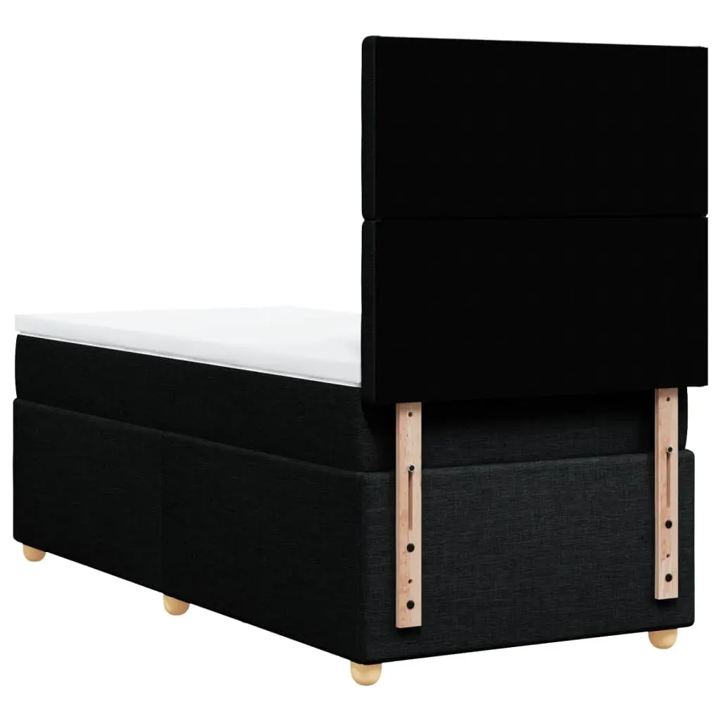 Pocket Spring Mattress Bed Adjustable Headboard King Single Black Fabric with LED Lights