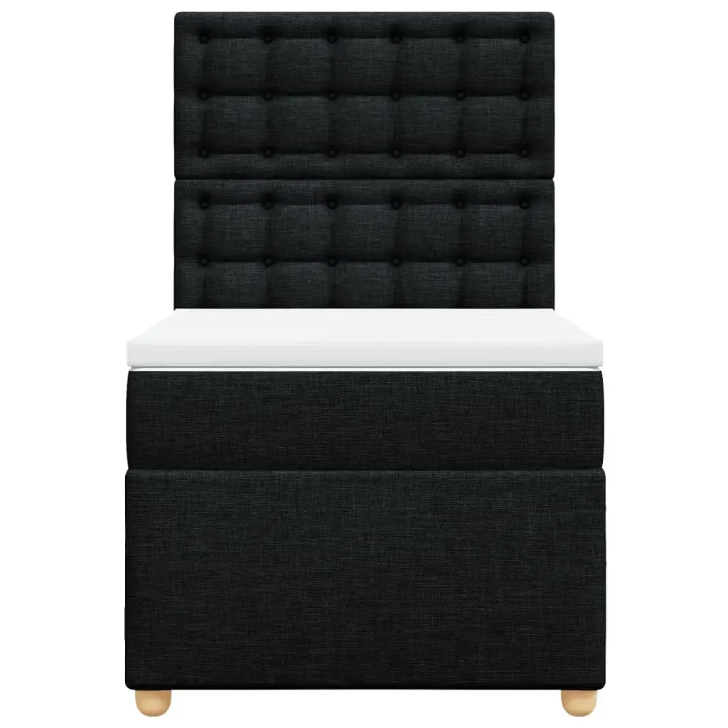 Pocket Spring Mattress Bed Adjustable Headboard King Single Black Fabric with LED Lights