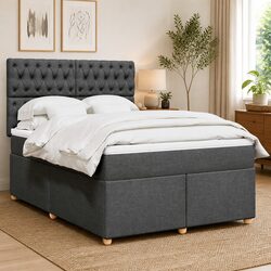 Double Box Spring Bed with Pocket Spring Mattress LED Lights Adjustable