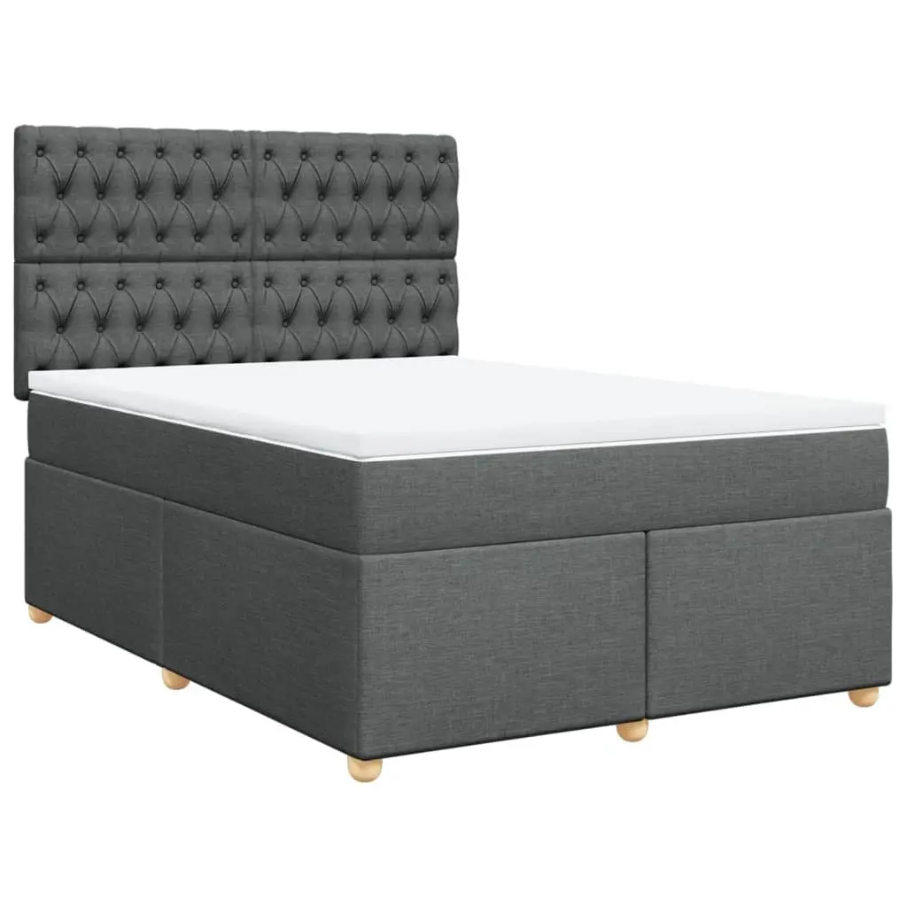 Queen Bed Frame with Adjustable Headboard Pocket Spring Mattress and LED Lights Grey
