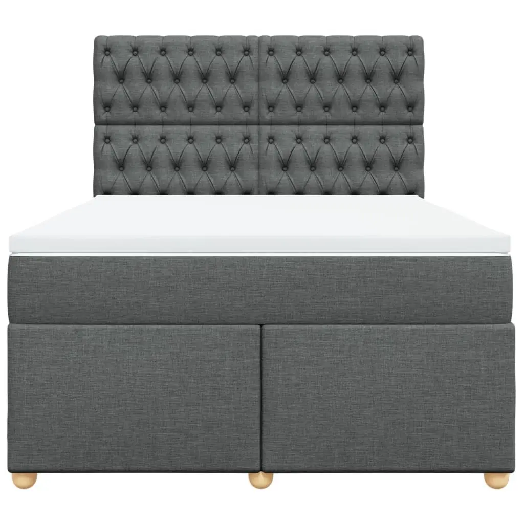 Queen Bed Frame with Adjustable Headboard Pocket Spring Mattress and LED Lights Grey