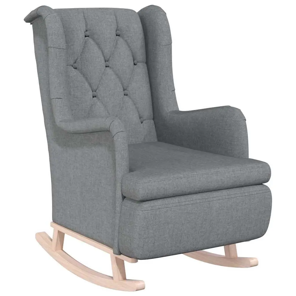 Armchair with Rocking Legs Grey Fabric Padded Foam Upholstered Living Room
