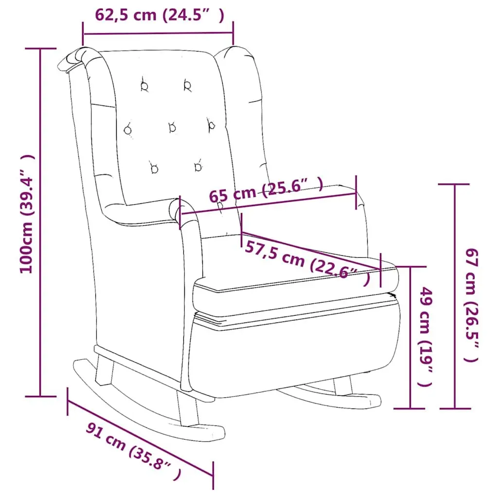 Armchair with Rocking Legs Grey Fabric Padded Foam Upholstered Living Room