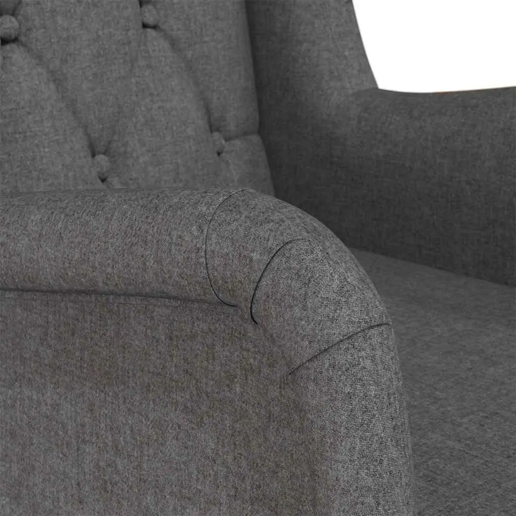 Armchair Grey Fabric Padded Foam Seat Rocking Legs