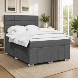 Double Box Spring Bed with Pocket Spring Mattress LED Lights Adjustable