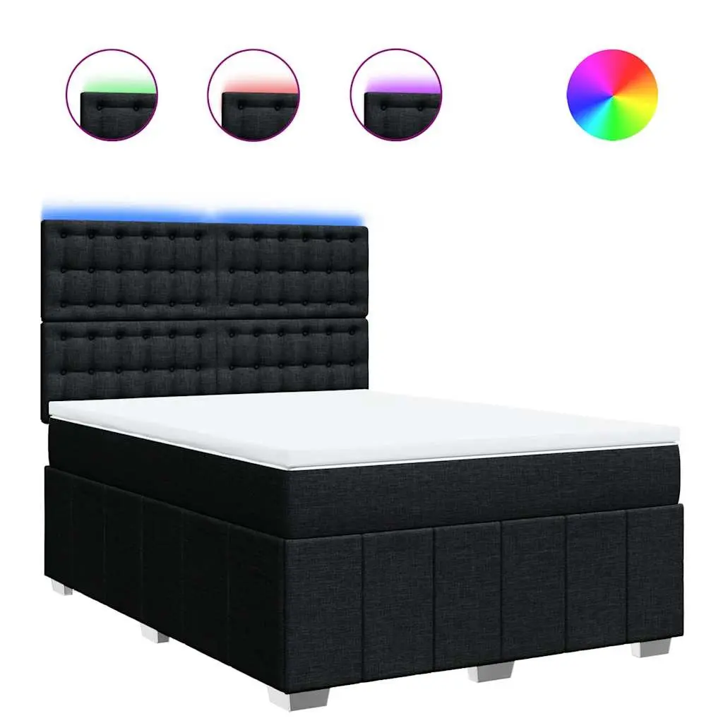Double Box Spring Bed with Pocket Spring Mattress LED Lights Adjustable