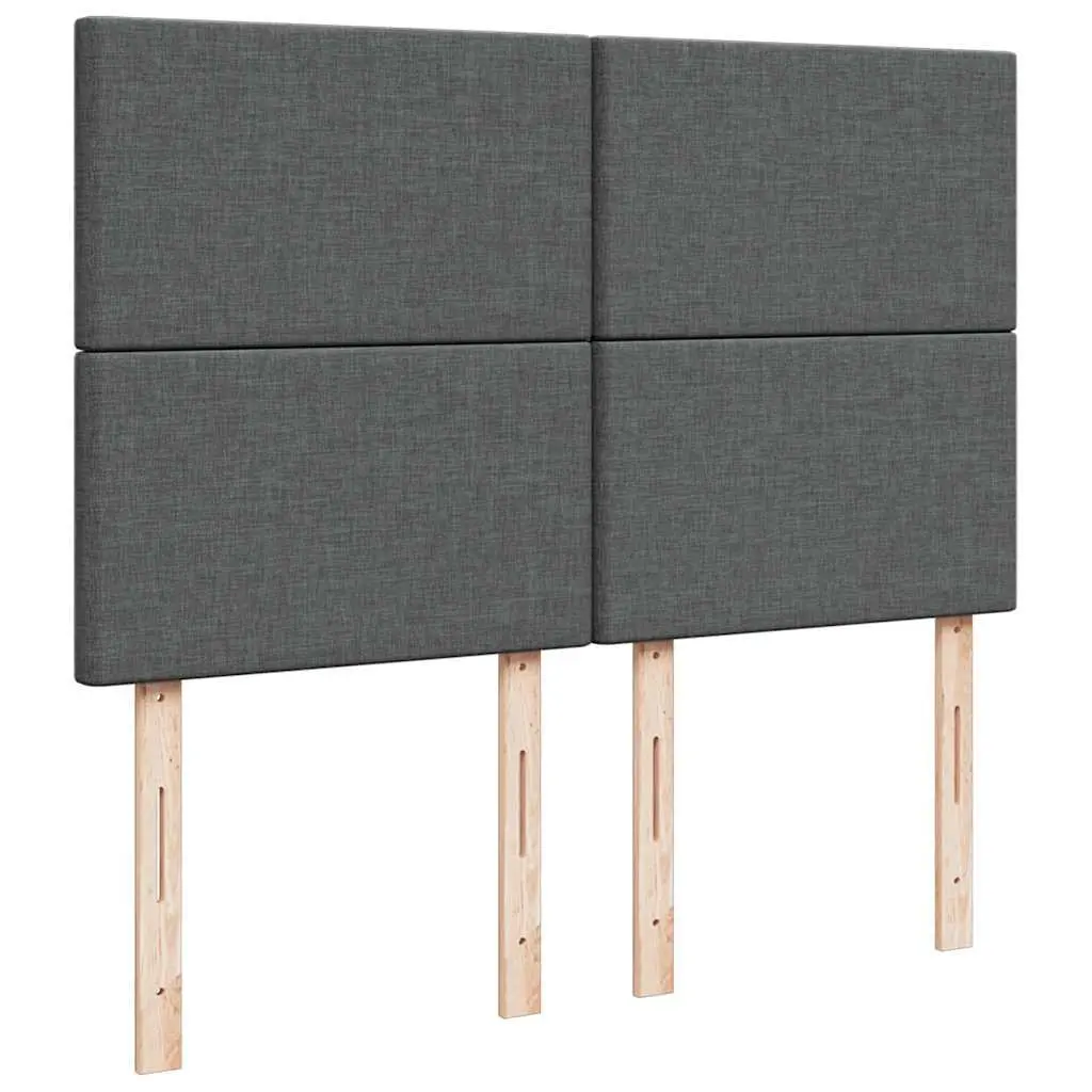 Queen Box Spring Bed with Pocket Spring Mattress Adjustable Headboard LED Lights Grey Fabric