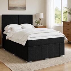 Queen Box Spring Bed with Pocket Sprung Mattress LED Lights Adjustable Headboard