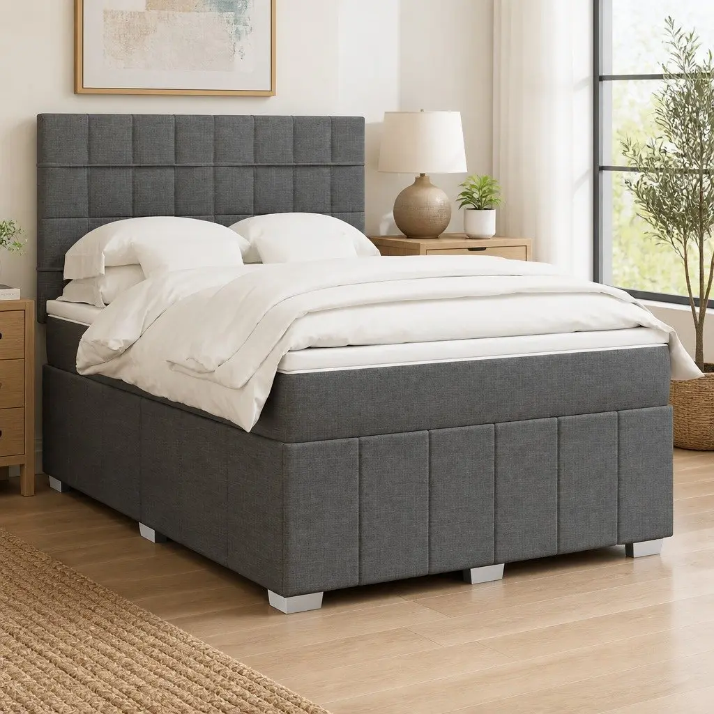 Queen Box Spring Bed Pocket Spring Mattress Height Adjustable with LED Lights