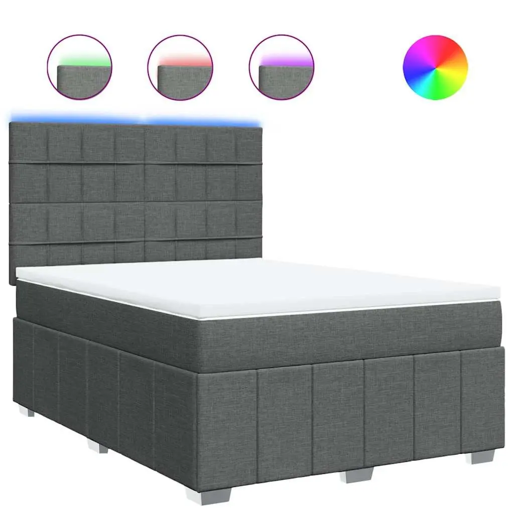 Queen Box Spring Bed Pocket Spring Mattress Height Adjustable with LED Lights
