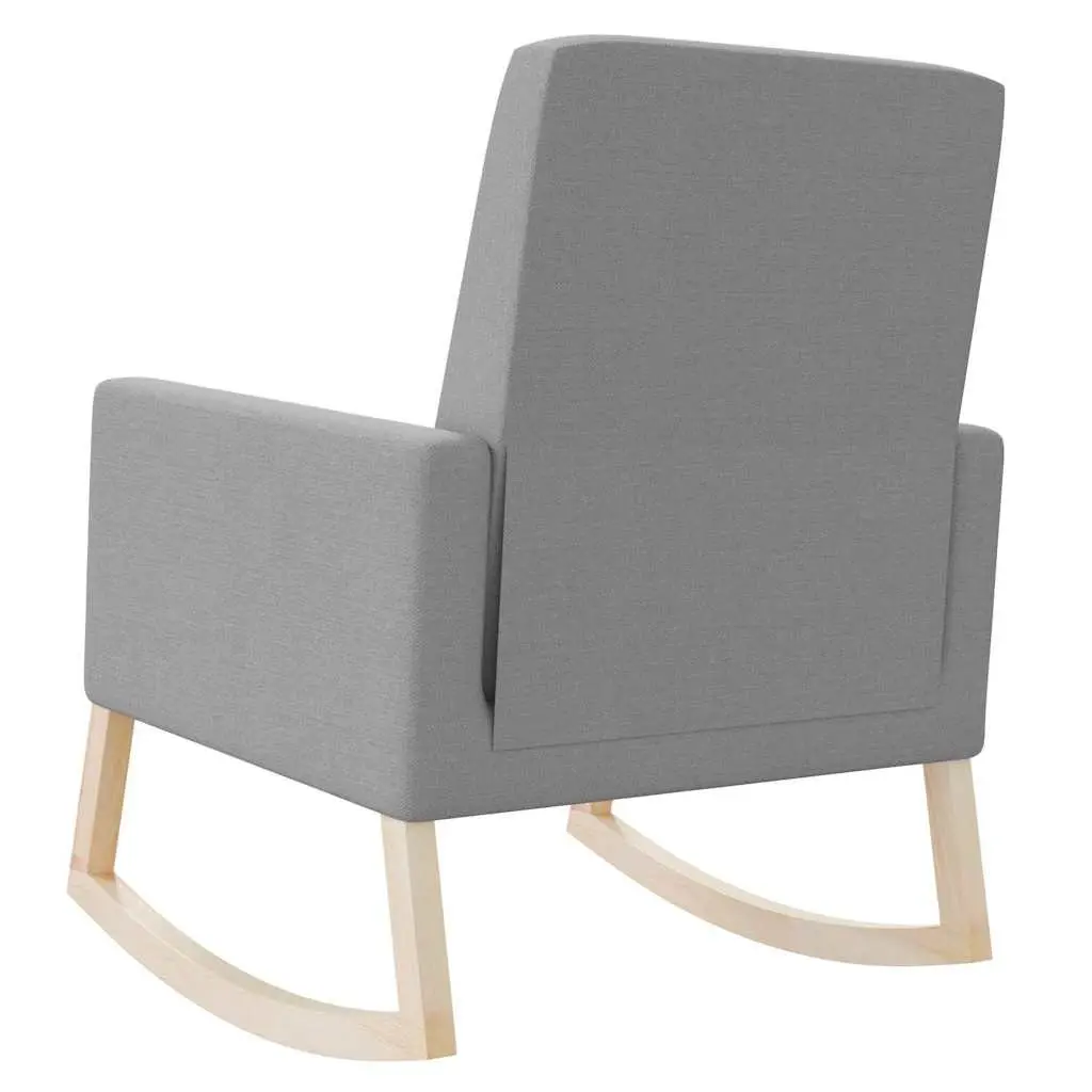 Rocking Chair with Armrests Fabric Upholstered Grey Wooden Frame Lounge Seat