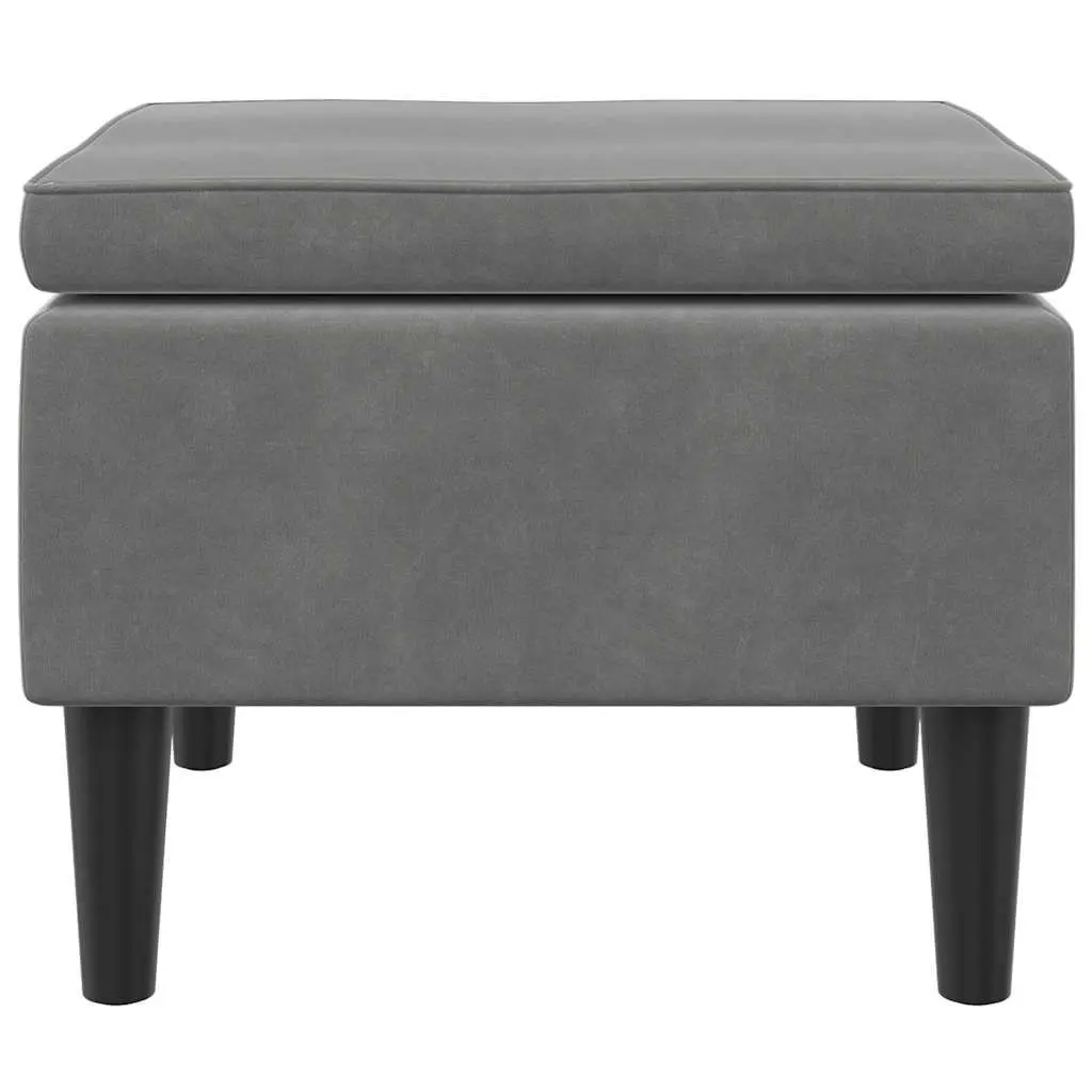 Dark Grey Velvet Stool with Wooden Legs Footrest Ottoman Seat Padding