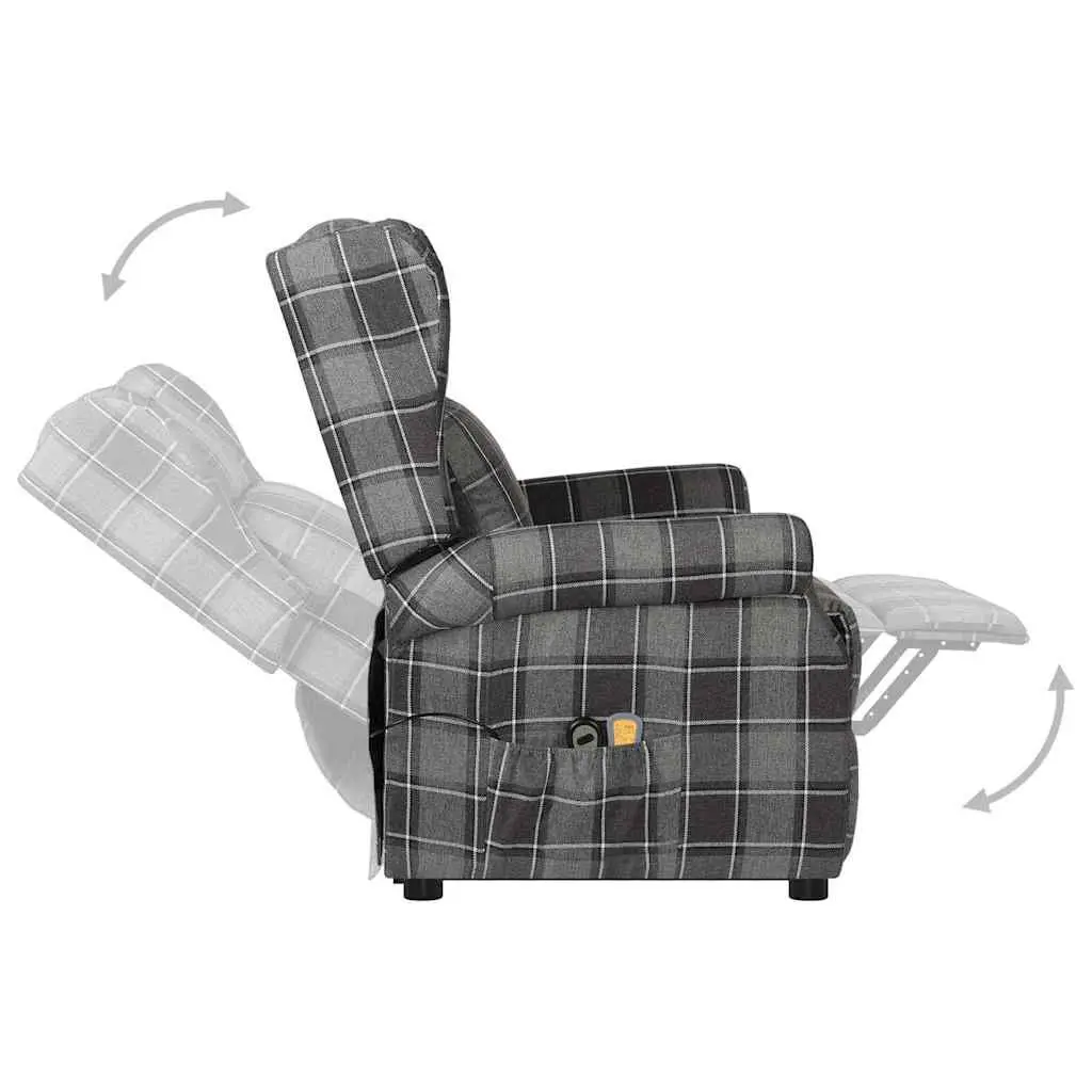 Electric Massage Chair Grey Fabric Stand Up Recliner with Lift Function and Vibration Massage