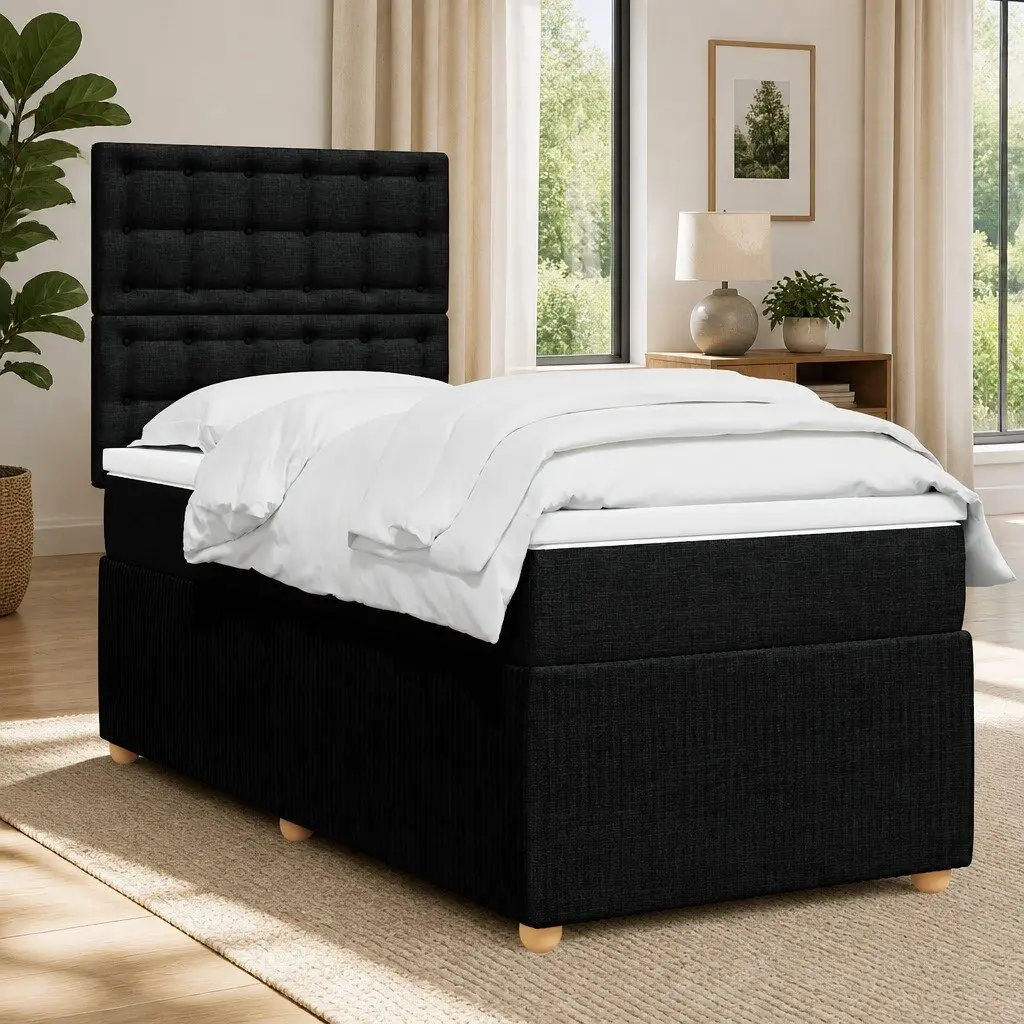 Box Spring Bed Pocket Mattress LED Lights Adjustable Headboard King Single