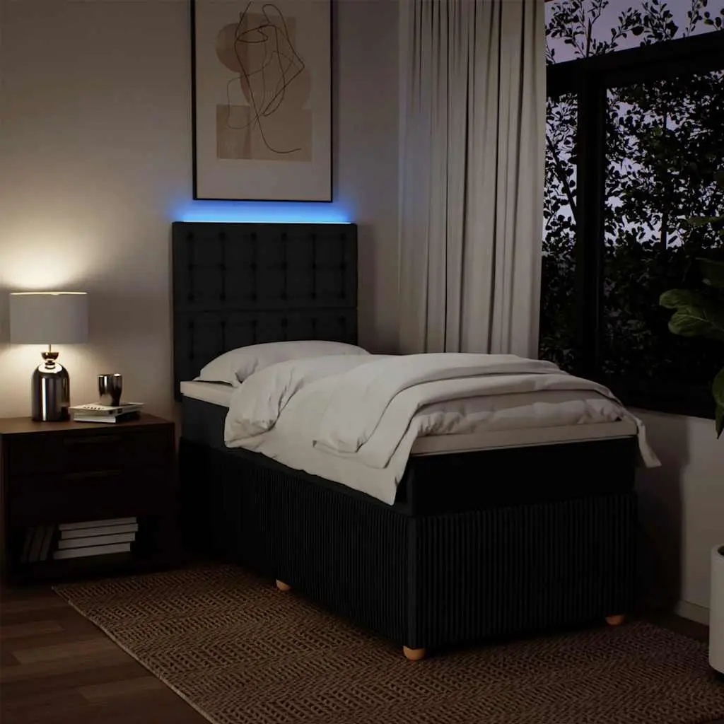 Box Spring Bed Pocket Mattress LED Lights Adjustable Headboard King Single