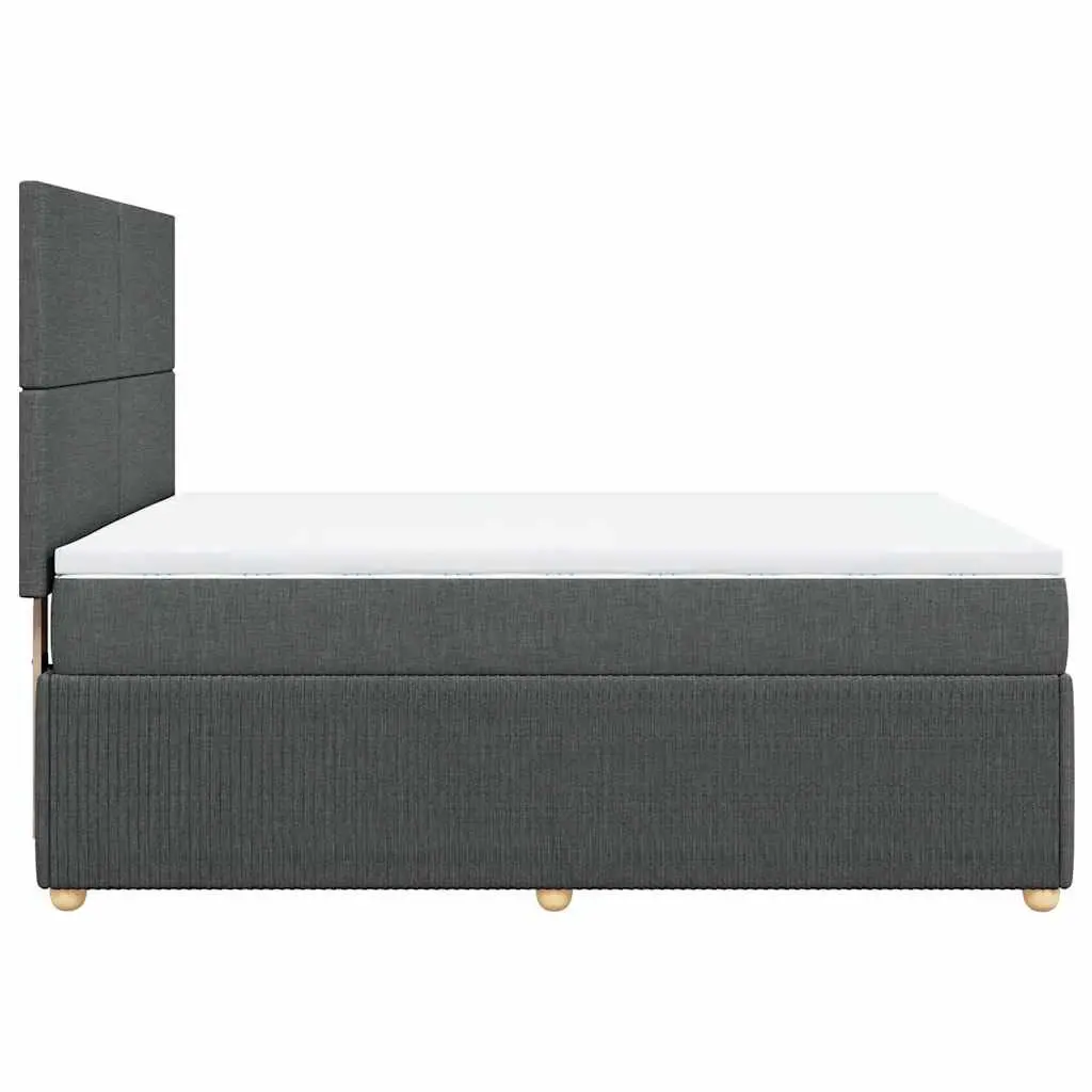 Queen Box Spring Bed with Pocket Spring Mattress Adjustable Headboard LED Lights Grey Fabric Frame