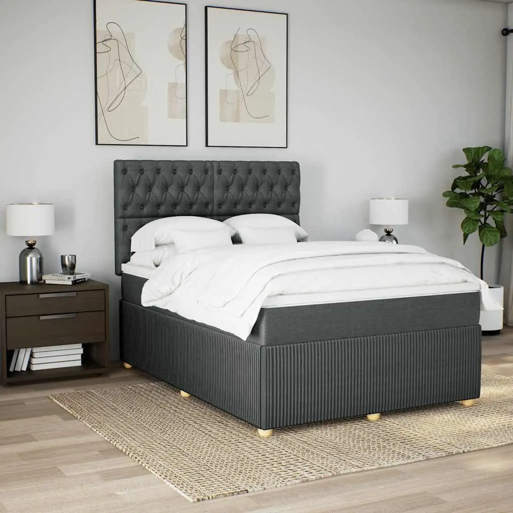 Queen Box Spring Bed with Pocket Spring Mattress Adjustable Headboard LED Lights