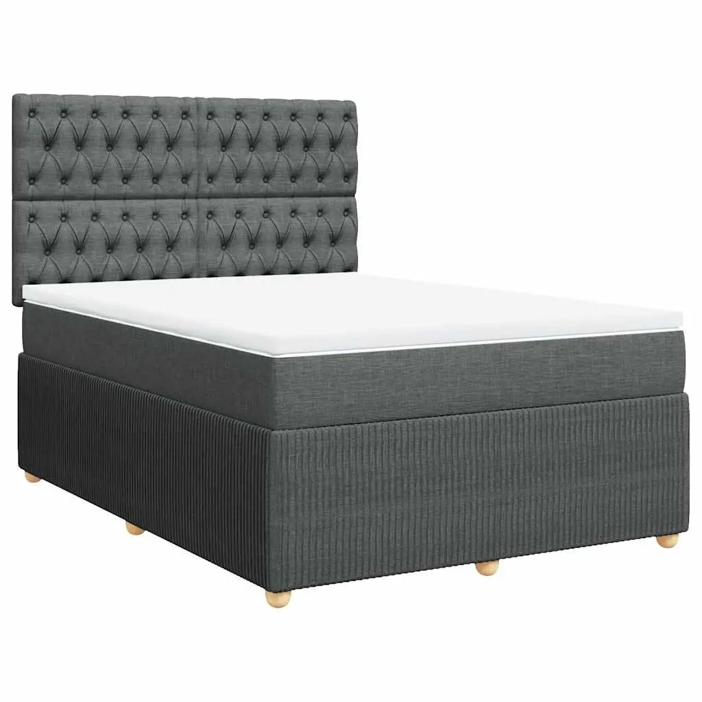 Queen Box Spring Bed with Pocket Spring Mattress Adjustable Headboard LED Lights