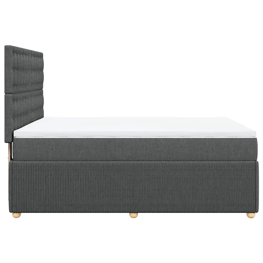 Queen Box Spring Bed with Pocket Spring Mattress and LED Lights Grey Fabric