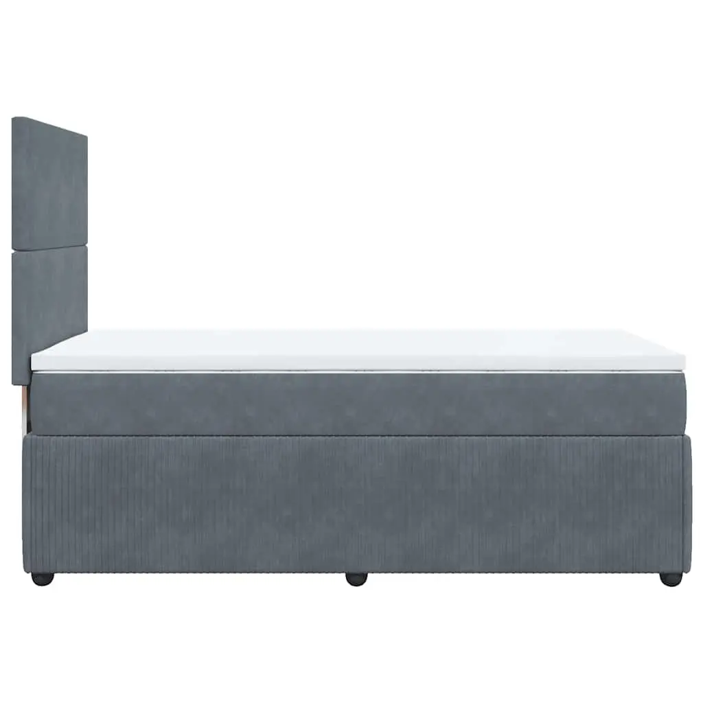 Box Spring Bed King Single with Pocket Mattress LED Headboard Grey Velvet