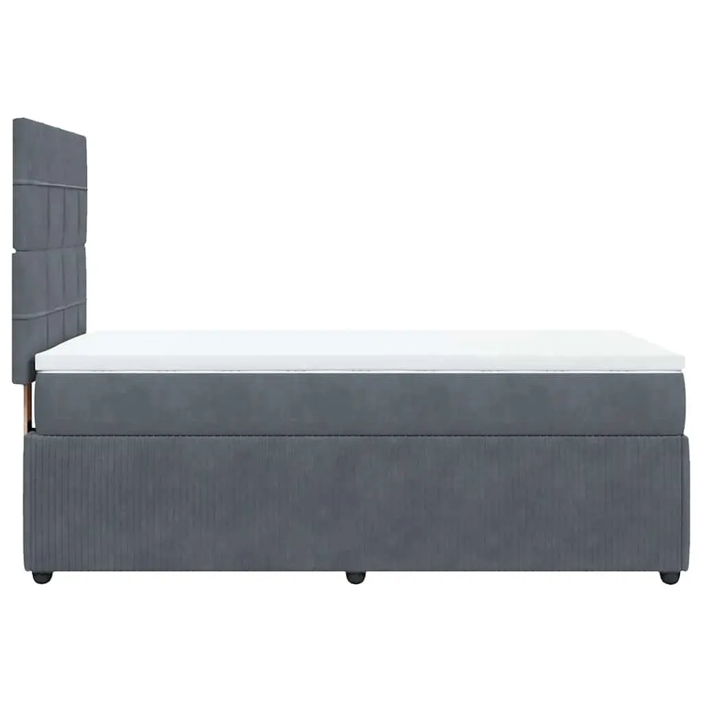 Box Spring Bed King Single Velvet Pocket Spring Mattress LED Lights Grey