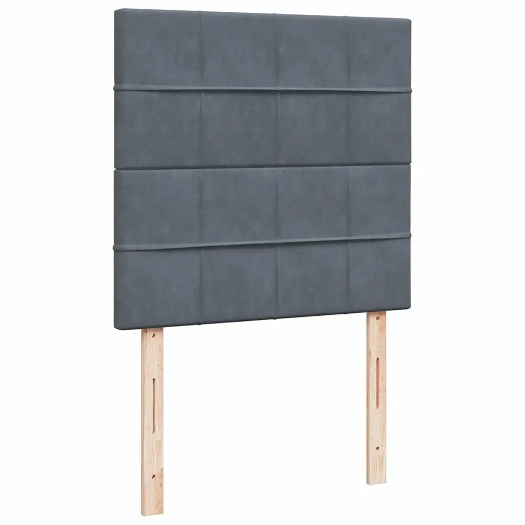 Box Spring Bed King Single Velvet Pocket Spring Mattress LED Lights Grey