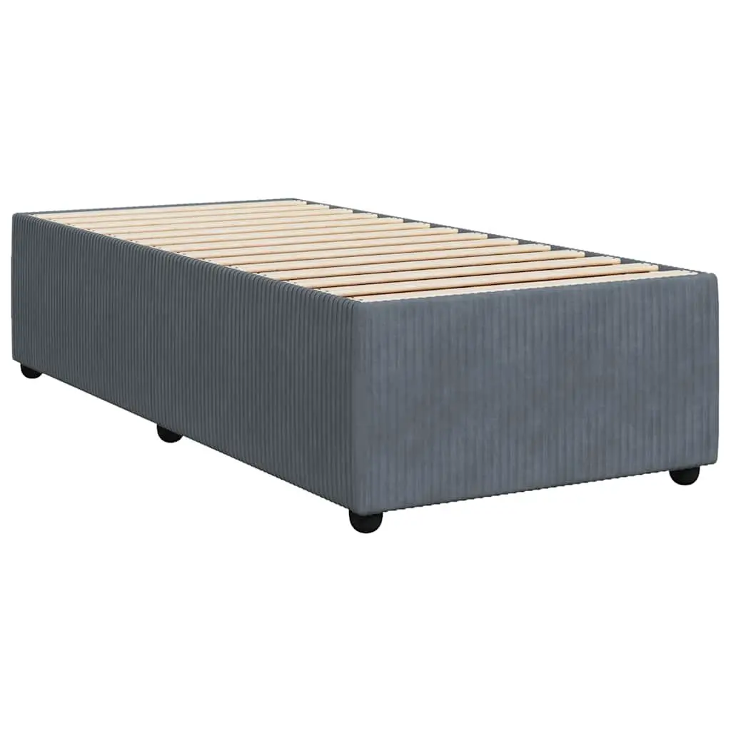 Box Spring Bed King Single Velvet Pocket Spring Mattress LED Lights Grey