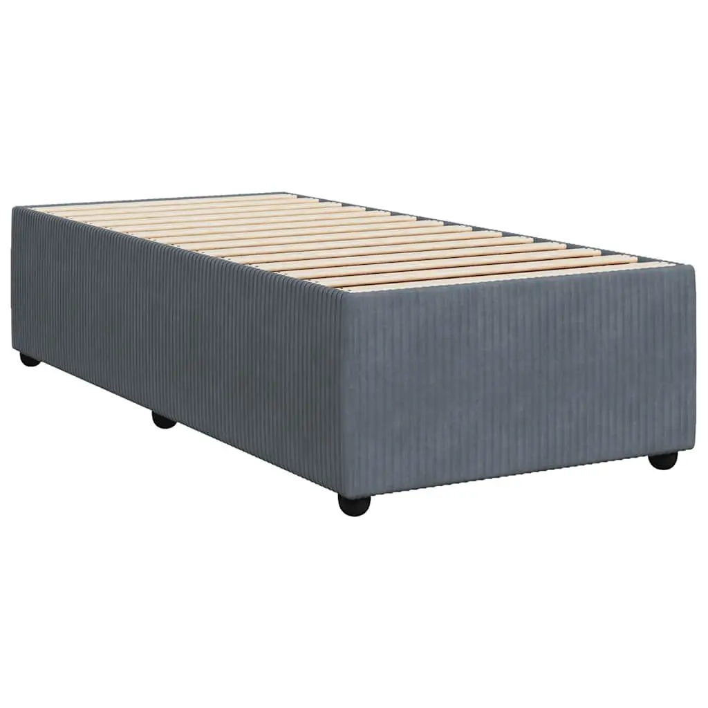Box Spring Bed King Single with Pocket Spring Mattress Velvet Upholstery LED Lights Grey