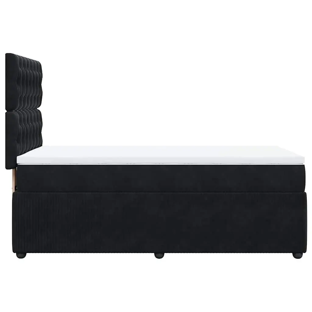 Pocket Spring Mattress Box Spring Bed King Single Black Velvet with Adjustable LED Lights