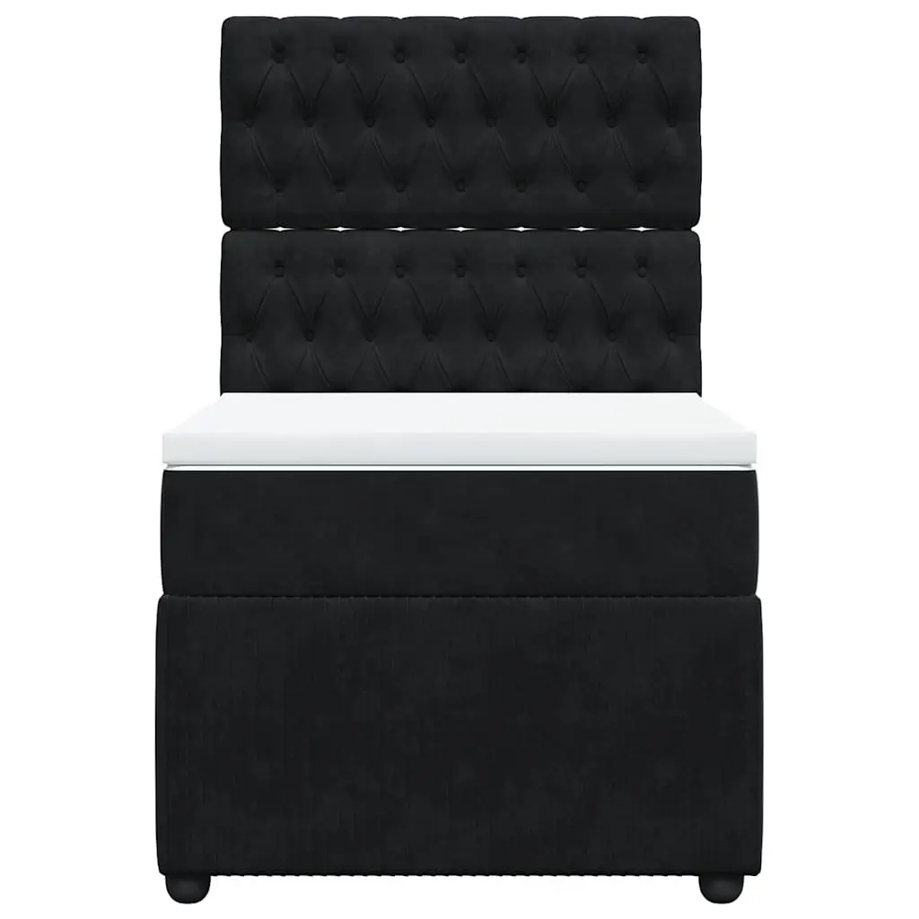 Pocket Spring Mattress Box Spring Bed King Single Black Velvet with Adjustable LED Lights