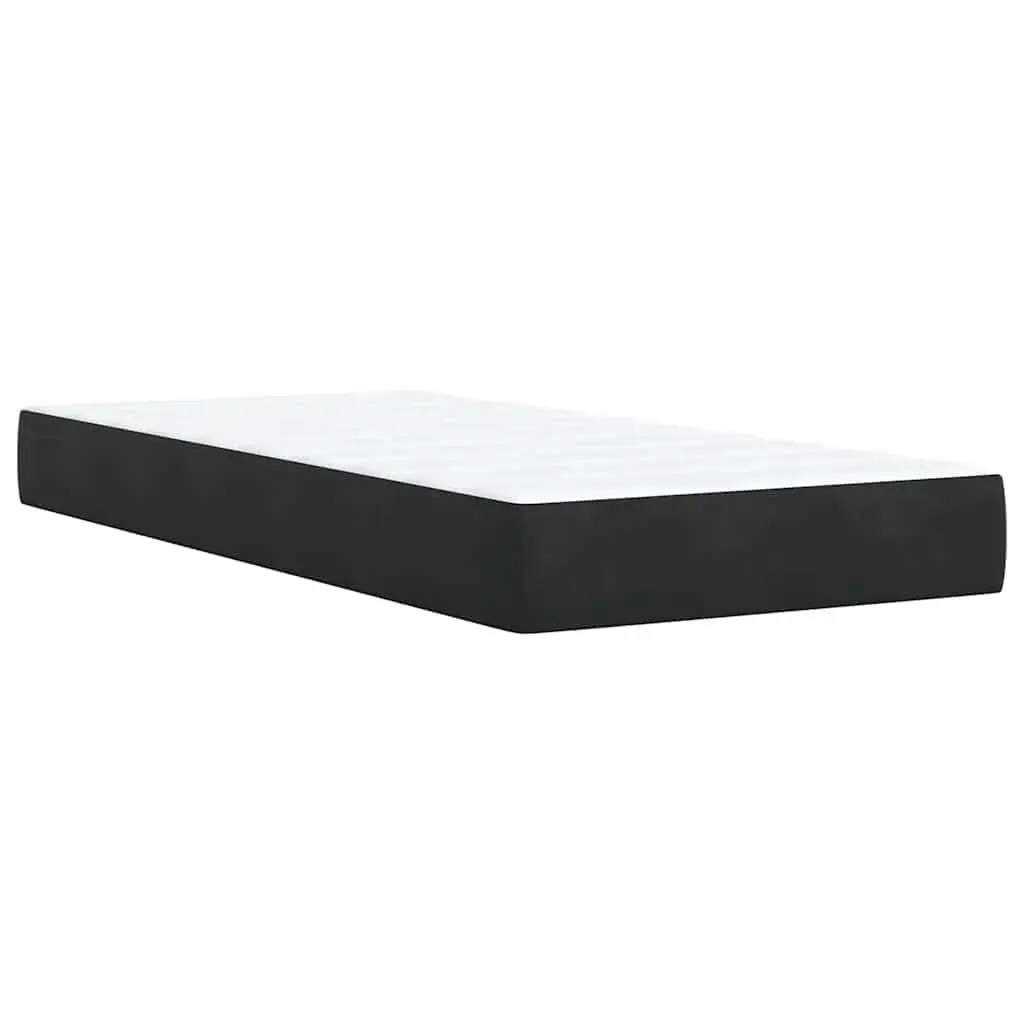 Pocket Spring Mattress Box Spring Bed King Single Black Velvet with Adjustable LED Lights