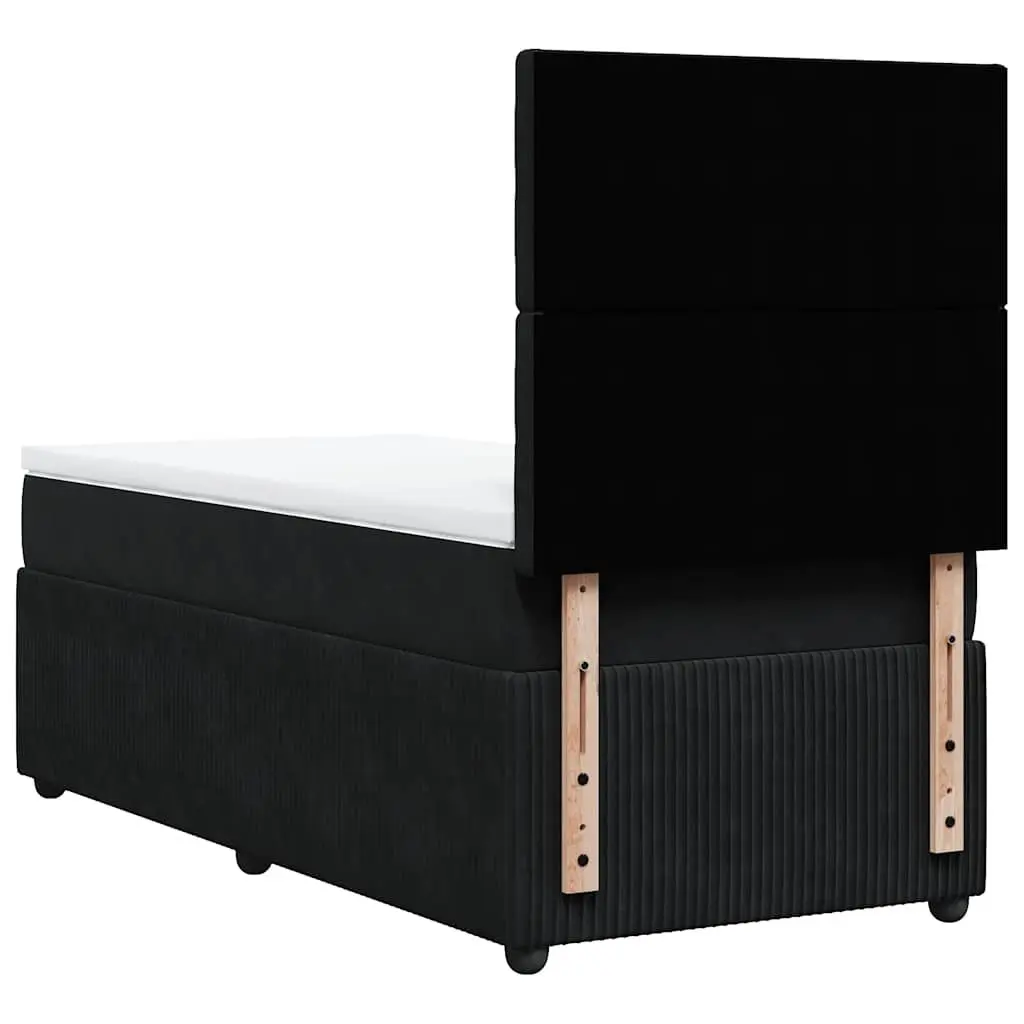 Box Spring Bed with Pocket Mattress Velvet Black King Single