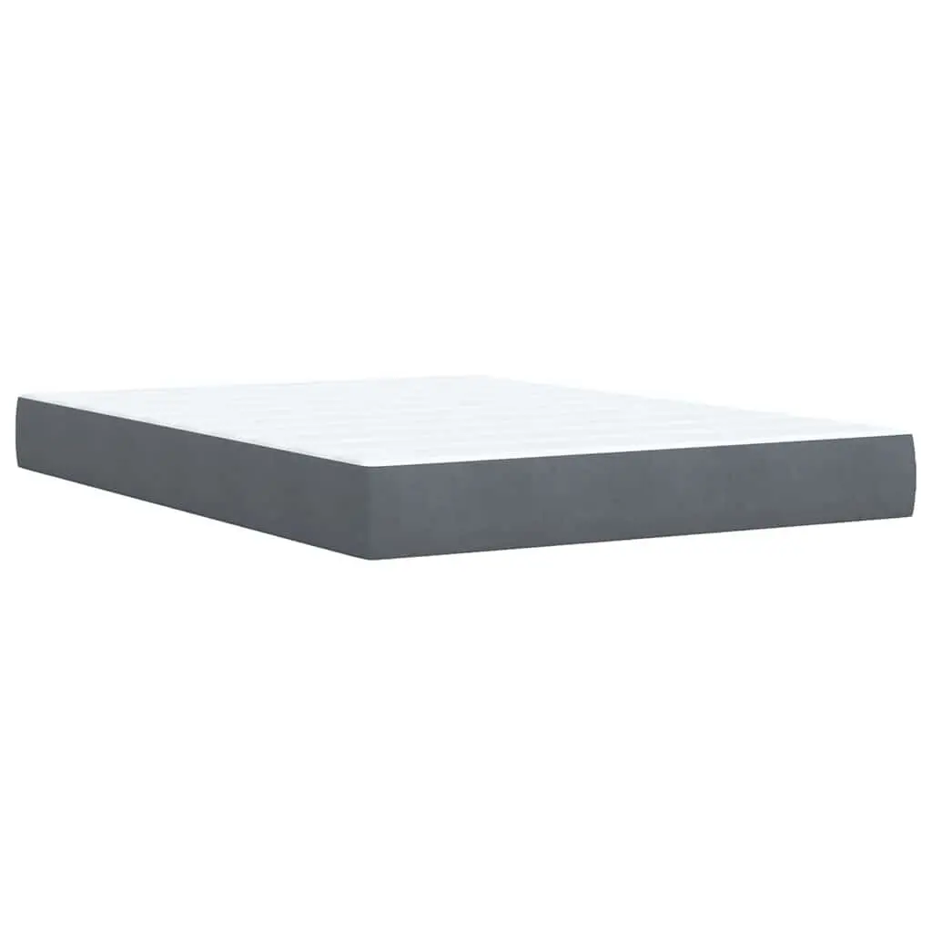 Box Spring Bed with Mattress Queen Size Dark Grey Velvet LED Headboard
