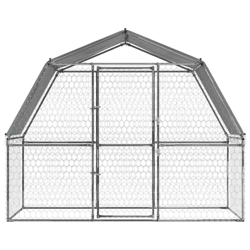 Dog Cage with Roof and Door Outdoor Kennel Galvanised Steel Mesh Pen