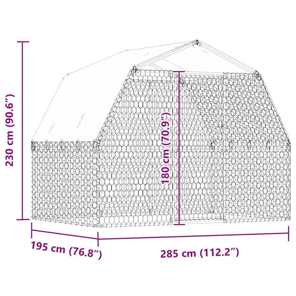 Dog Cage with Roof and Door Outdoor Kennel Galvanised Steel Mesh Pen