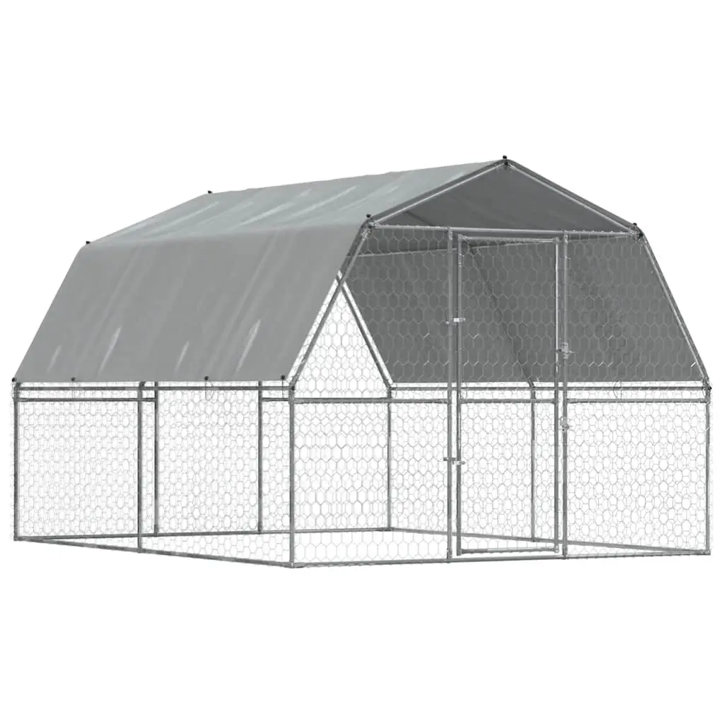 Dog Cage with Roof and Door Galvanised Steel Mesh Outdoor Kennel Pet House