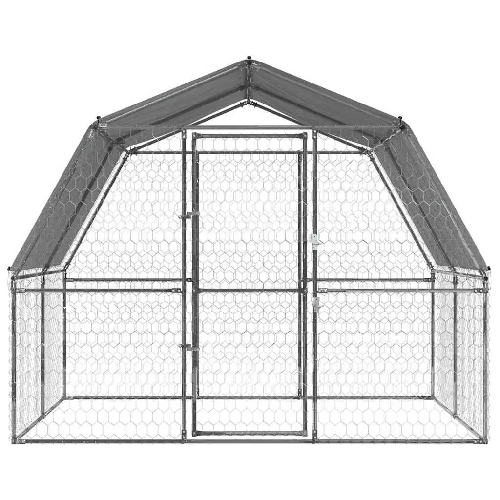 Dog Cage with Roof and Door Galvanised Steel Mesh Outdoor Kennel Pet House