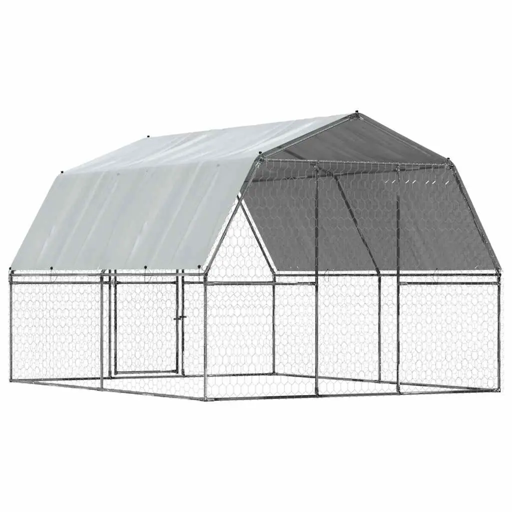 Dog Cage with Roof and Door Galvanised Steel Mesh Outdoor Kennel Pet House
