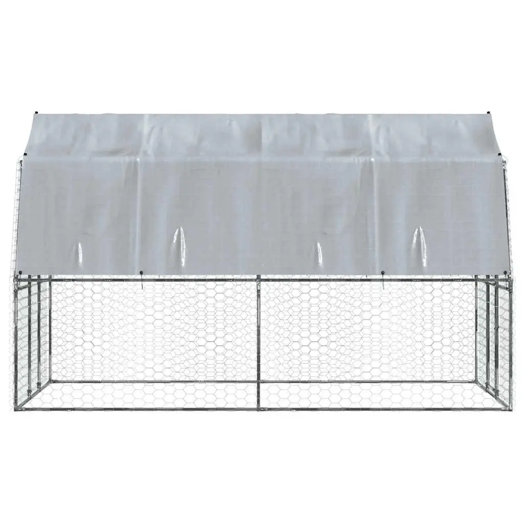 Dog Cage with Roof and Door Galvanised Steel Mesh Outdoor Kennel Pet House