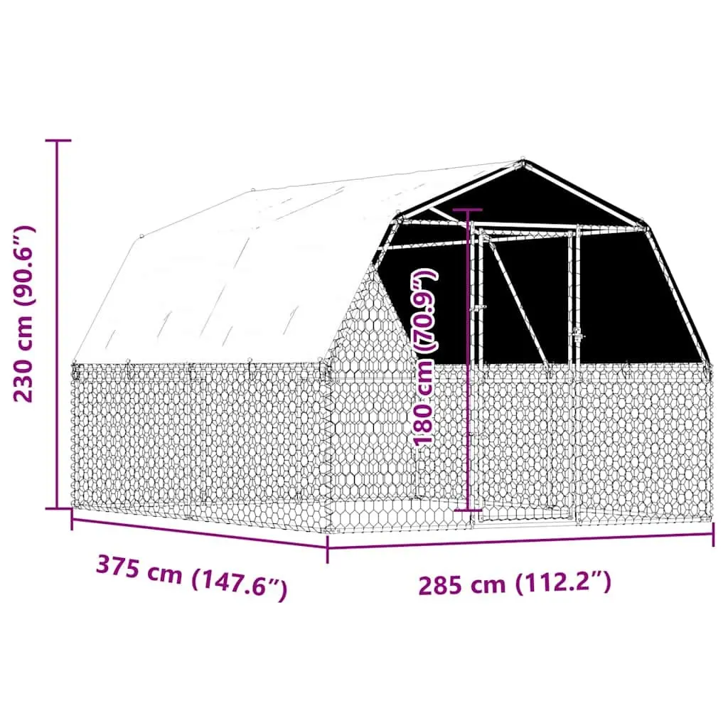 Dog Cage with Roof and Door Galvanised Steel Mesh Outdoor Kennel Pet House