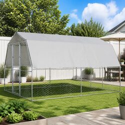 Chicken Cage with Roof and Door Outdoor Enclosure Galvanised Steel Small Animal