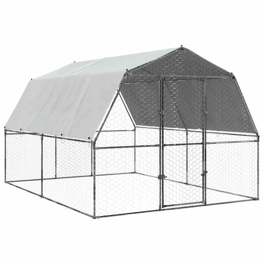 Chicken Cage Galvanised Steel Outdoor Enclosure with Roof and Door for Small Animals