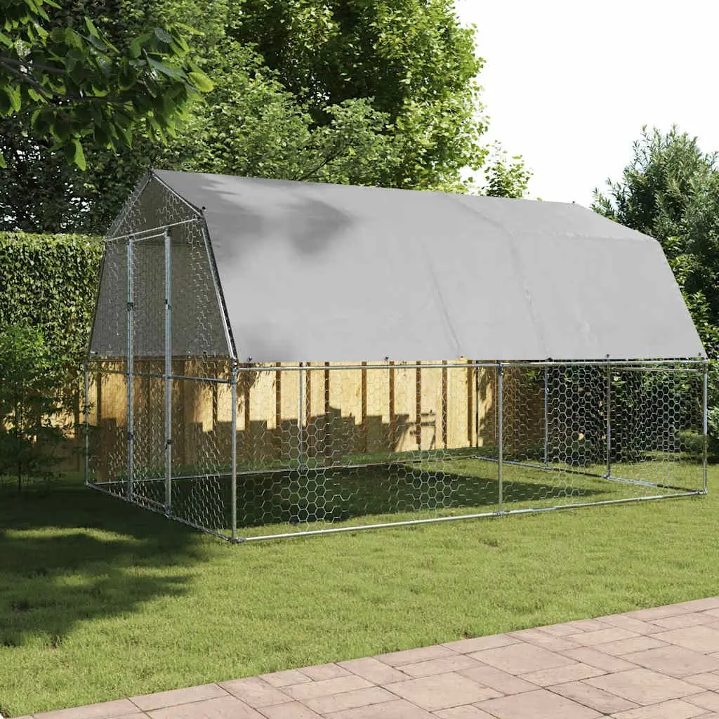 Chicken Cage Galvanised Steel Outdoor Enclosure with Roof and Door for Small Animals