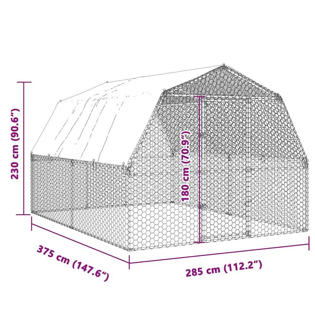 Chicken Cage Galvanised Steel Outdoor Enclosure with Roof and Door for Small Animals