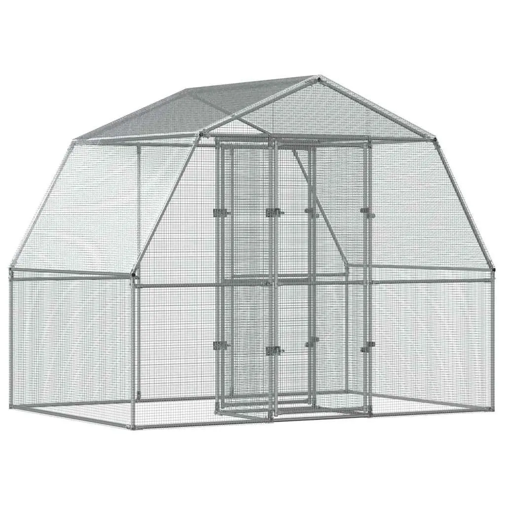 Bird Cage with Door Silver Galvanised Steel Large Outdoor Indoor Aviary Mesh